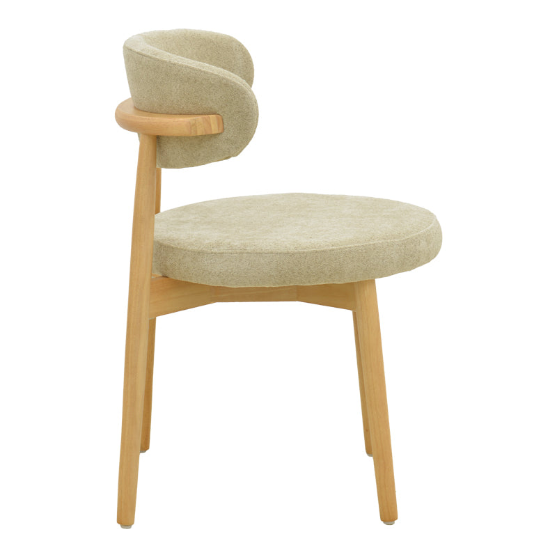 Scaun dining Luben din stofa si lemn de cauciuc, Gri-Natural, 53x54x79 cm