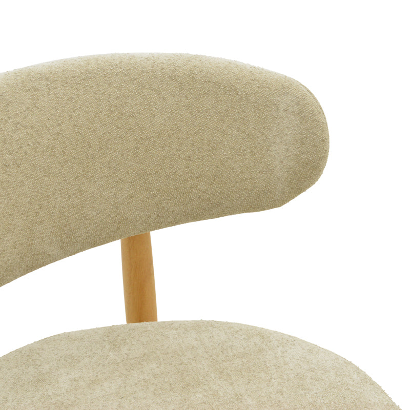Scaun dining Luben din stofa si lemn de cauciuc, Gri-Natural, 53x54x79 cm