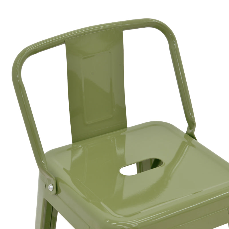 Scaun bar cu spătar Utopia, metal, 42x42x86 cm, olive