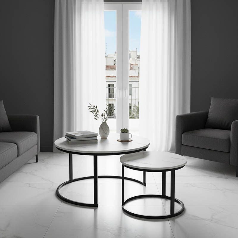 WHITE MARBLE - BLACK LEGS