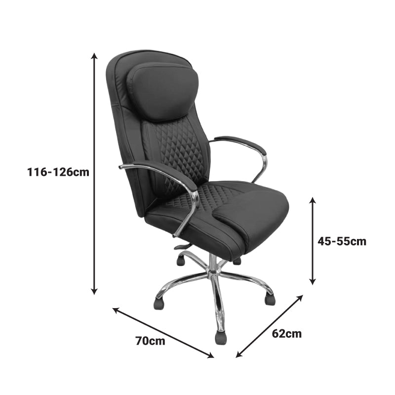 Scaun de birou director cu design matlasat Negru, 62x70x116 cm