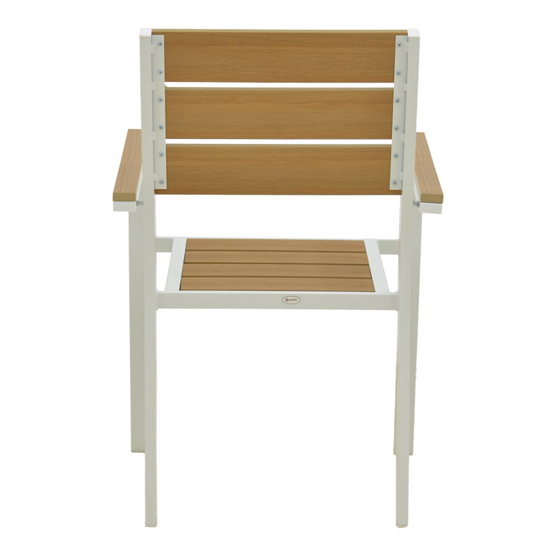 Scaun de exterior stivuibil Breze, Natural-Alb, 57.5x60x88 cm