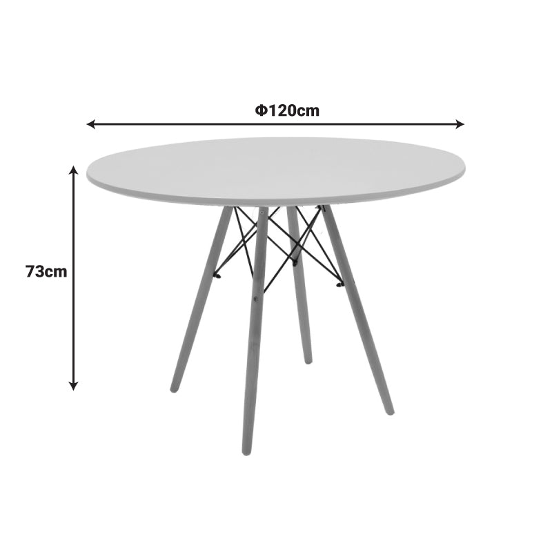 Masa rotunda Julita, alb și lemn de fag Natural, D120x73 cm