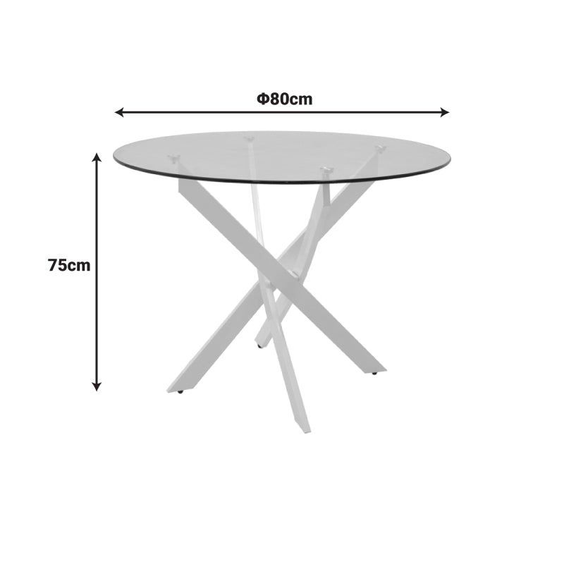 Masă cu funcție extensibilă Antoro, Sticlă și Metal, 80x75 cm