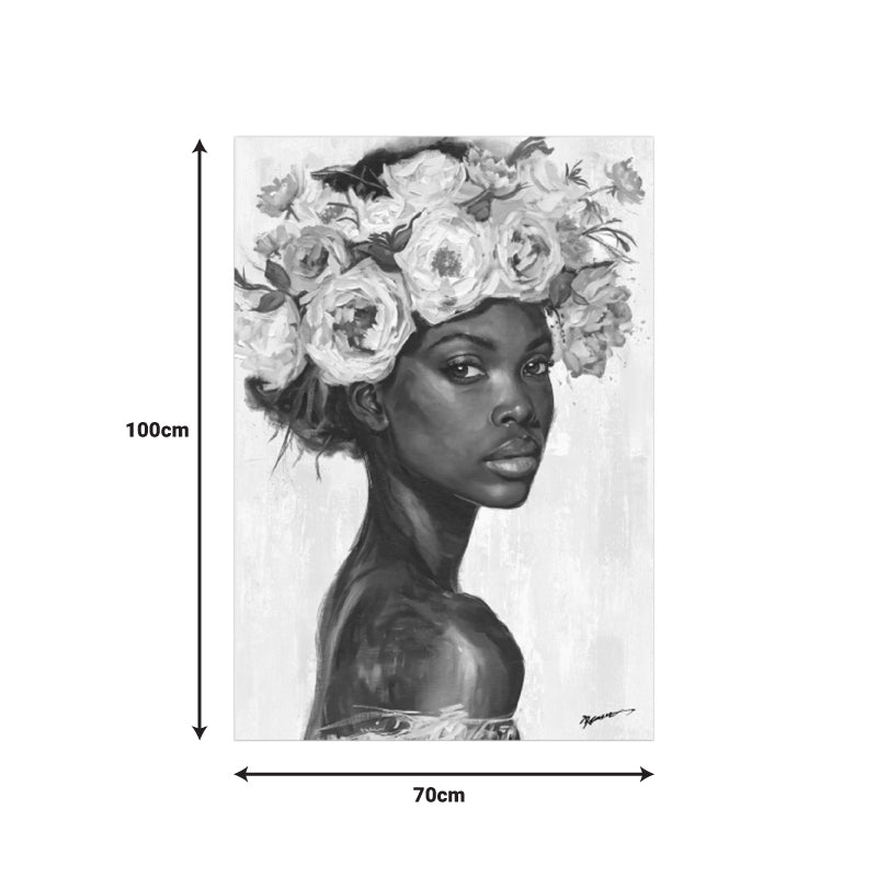 Tablou pe pânza cu model floral Inart Fleri, Modern, Material textil, 70x3.5x100cm