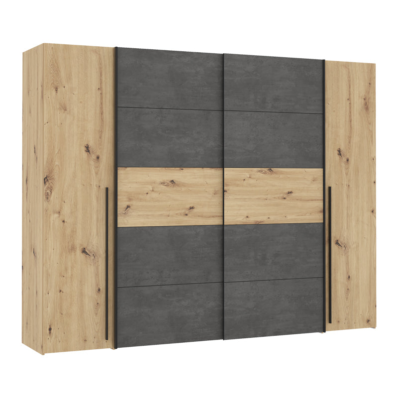 Dulap cu 4 usi Verzo MDF , stejar-alb 270x61x210 cm - Natural