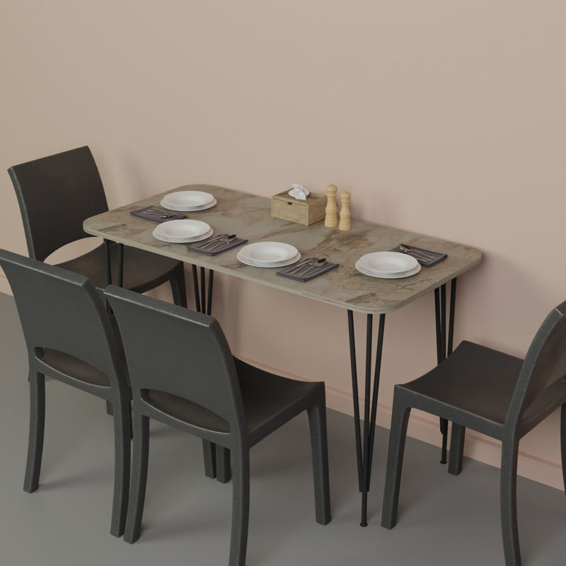Masa de cina Palkon stejar -metal negru 120x60x73 cm - Gri