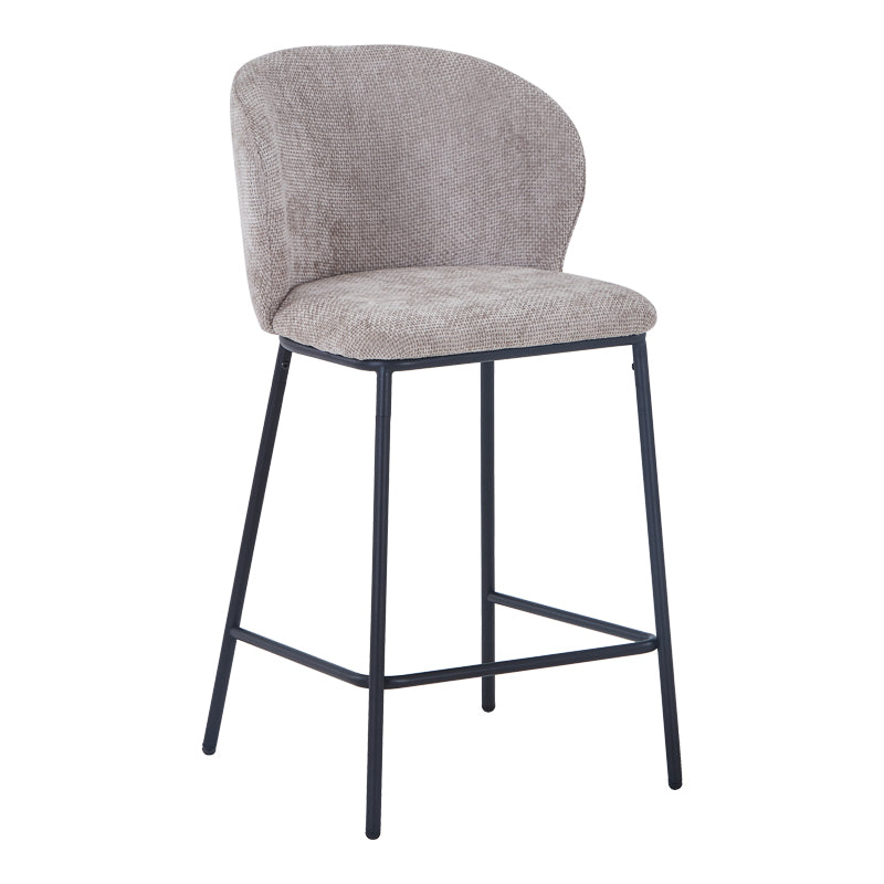 Scaun de bar cu tapițerie bej, Karg, Textil/Metal, 49x46x93 cm