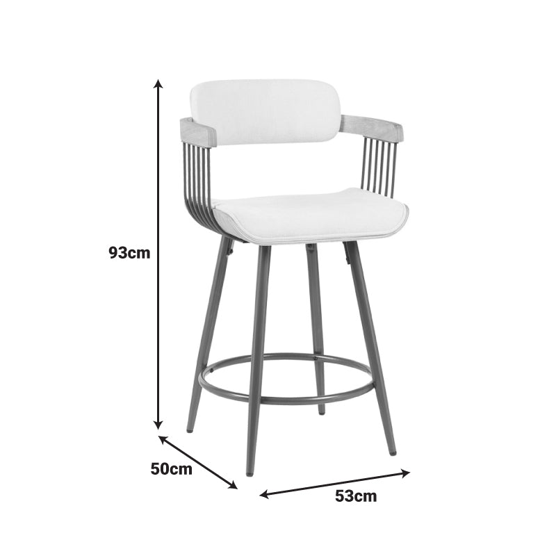Scaun de bar rotativ cu functie Cameo, metal și Lemn, tesatura Bej, 53x50x93 cm