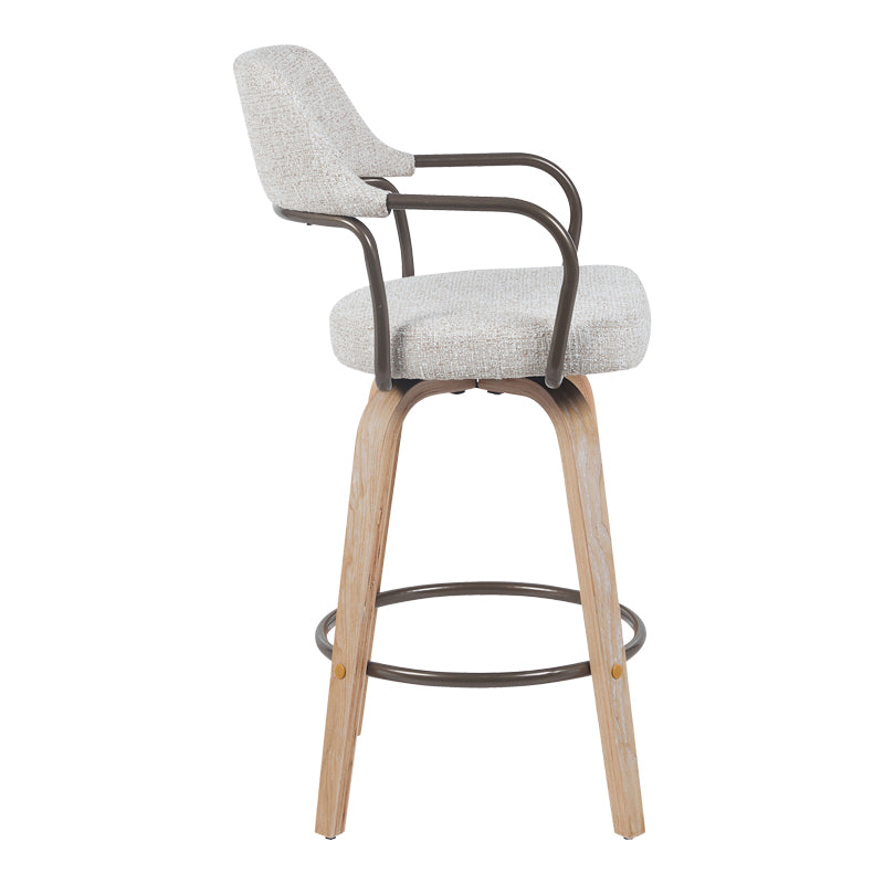 Scaun bar rotativ Tertia, Metal-lemn și, 54x52x98 cm, Bej-maro