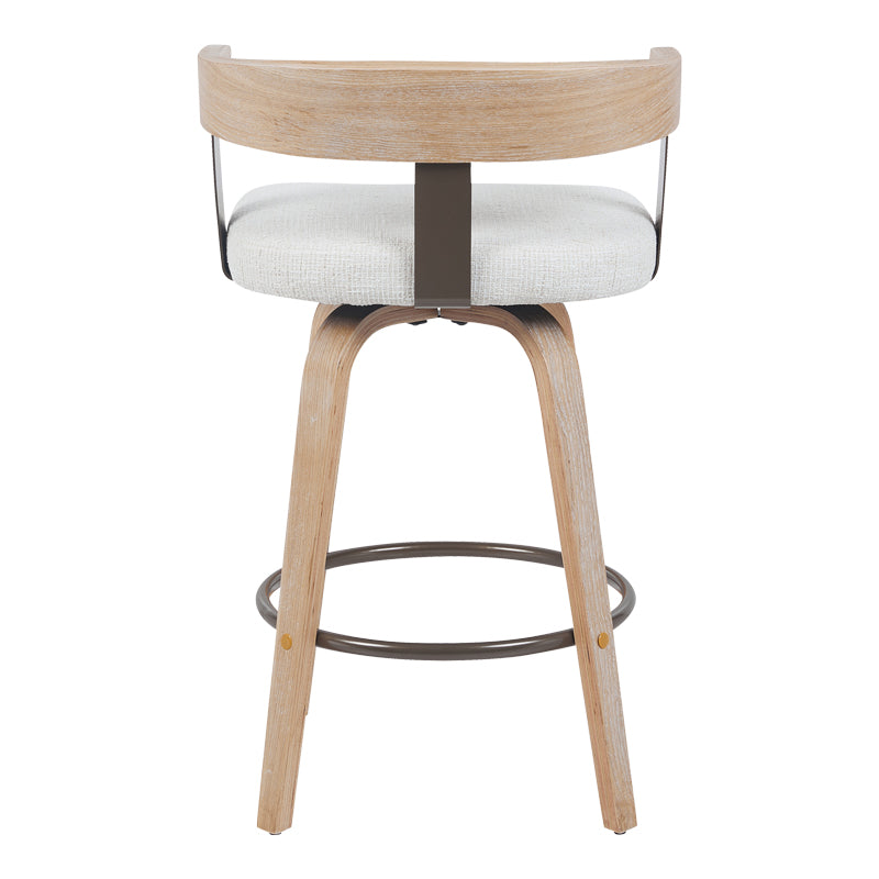 Scaun bar rotativ Anesy, Metal și Lemn cu Țesătură, Bej, 54x50x85 cm