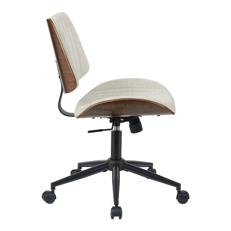 Scaun birou Amani cu ergonomie, Lemn Nuc & Bej, 52x54x90 cm