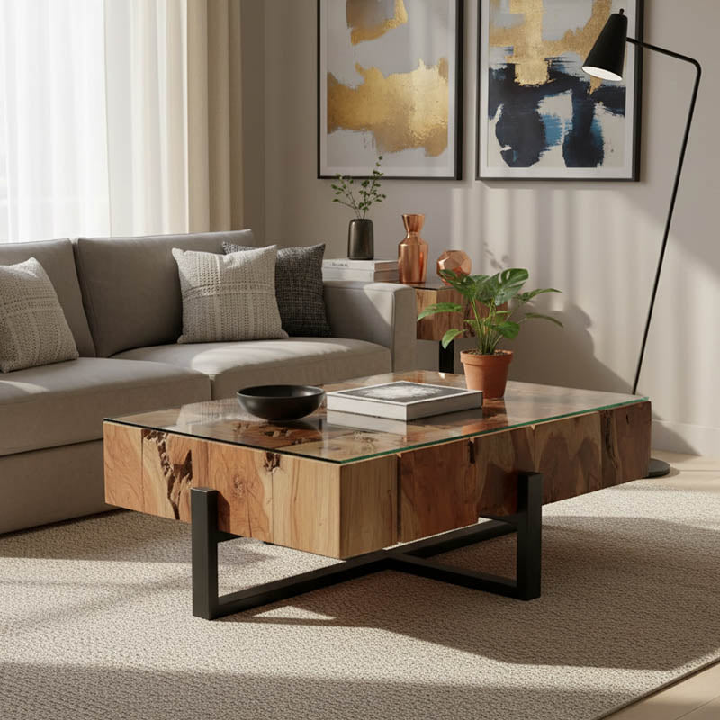 Masă de cafea cu funcție Borth, Lemn Teak, 135x90x40 cm