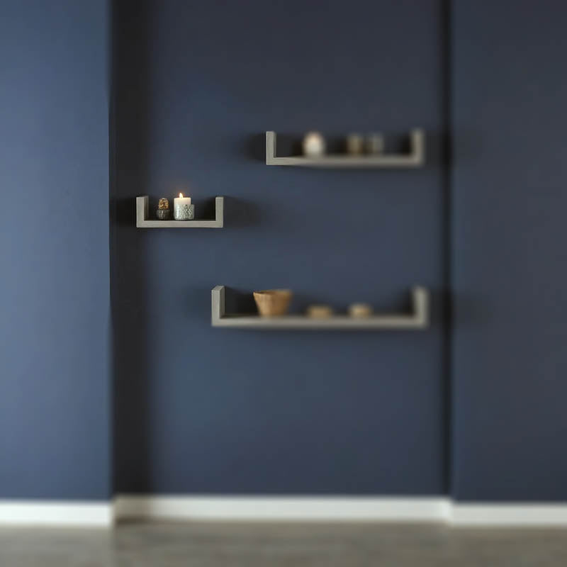 Etajera de perete cu design modern Derva , Stil Modern, Culoare Gri Ciment, Material MDF, Dimensiuni 30x15x10cm.