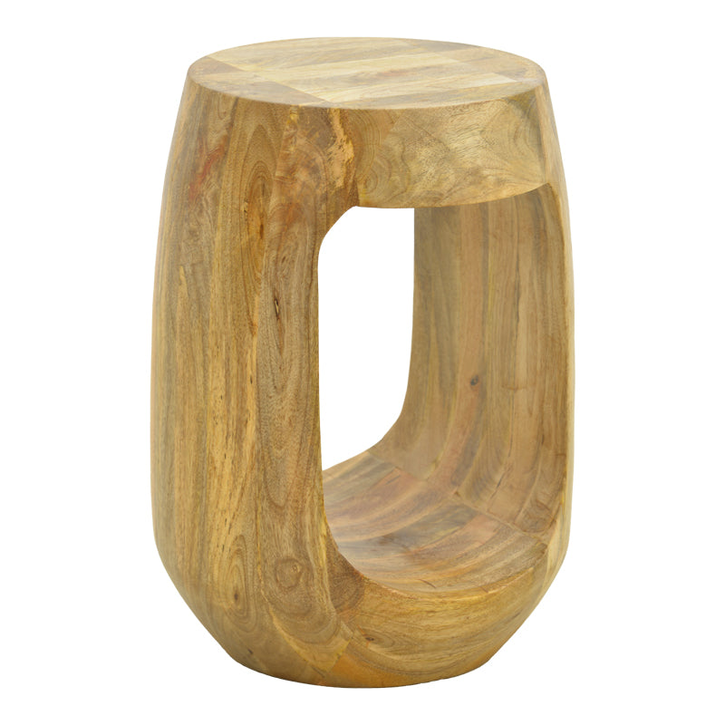 Masă laterală cu design practic Lenora, Stil Modern, Lemn de Mango Solid, Natural, 33x45cm.