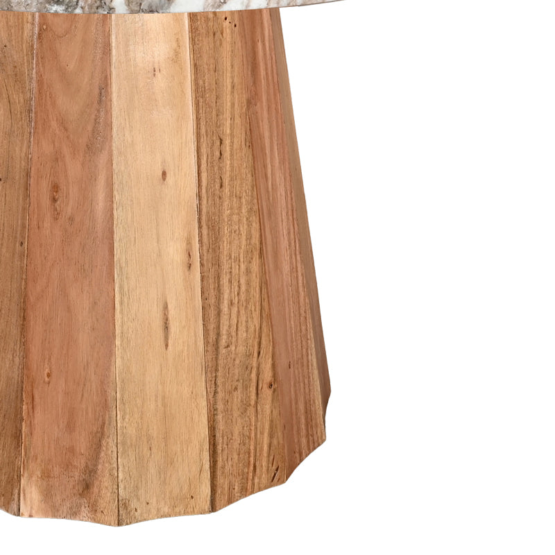 Masa cu blat de marmura Ezerdian, Lemn de Acacia, D150x76 cm