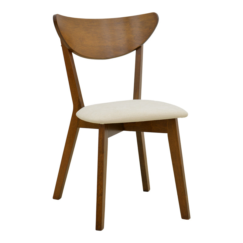 Scaun din lemn masiv Canon, cu tapițerie gri-bej, rubberwood, 43x43x79 cm - Crem