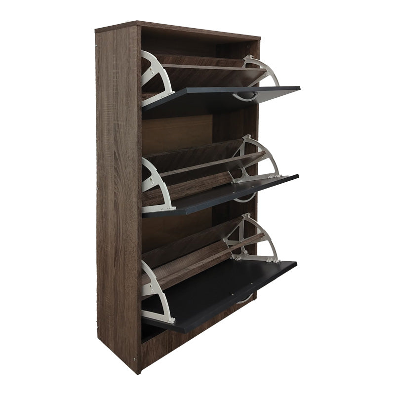 Suport pantofi cu functie depozitare Savaz, lemn stejar-antracit, 60x24x114 cm