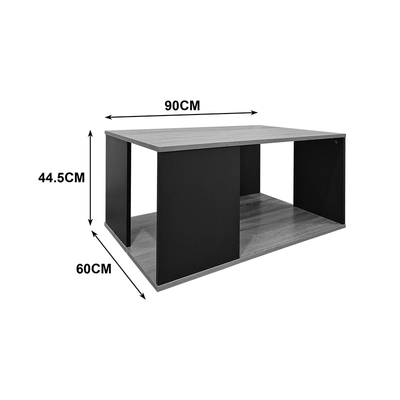 Masă de cafea cu design modern , Stil Sonoma-Antracit, Lemn și Metal, 90x90x44.5cm