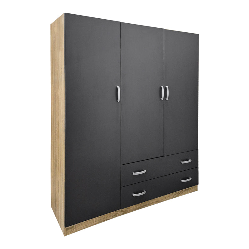 Dulap de haine Three-leaf wardrobe cu 2 drawers Alvia sonoma-antracit 150x51x180cm