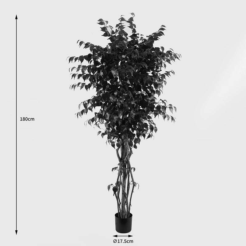 Planta decorativă cu ghiveci Banyan, Verde, Sintetic, 95x180 cm