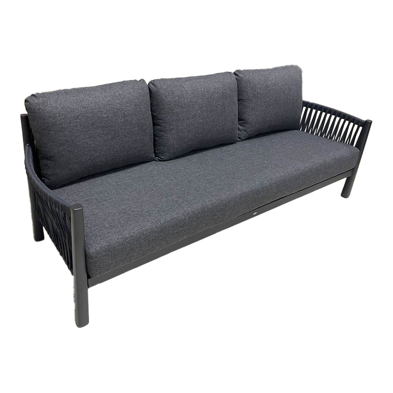Lounge de exterior Feralda, cu funcție relaxare, aluminiu și sfoară gri deschis, compacte