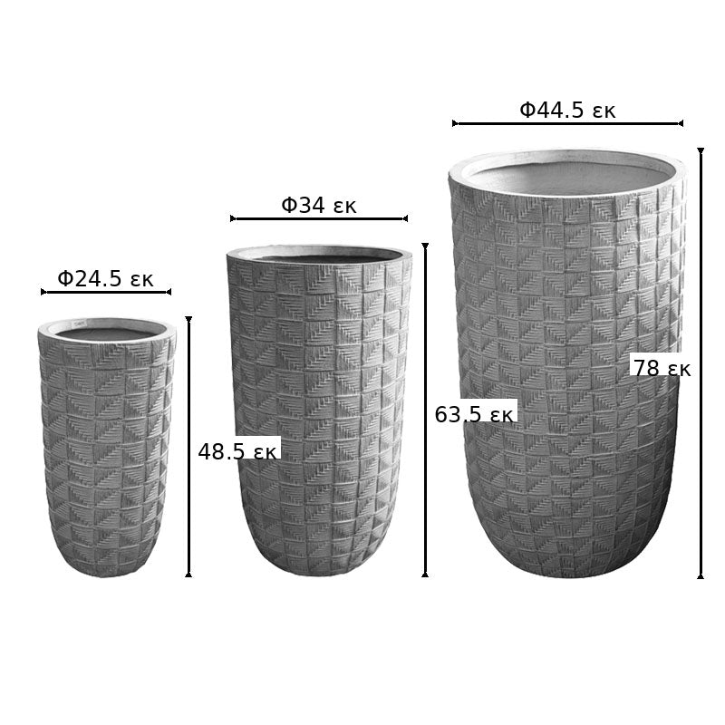 Set 3 ghivece decorative ceramice Kallena, Gri-Bej, Ceramică, variabile
