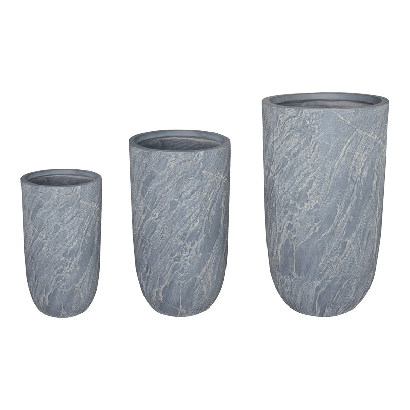 Set 3 ghivece decorative ceramice Anteria, gri, ceramica, variate