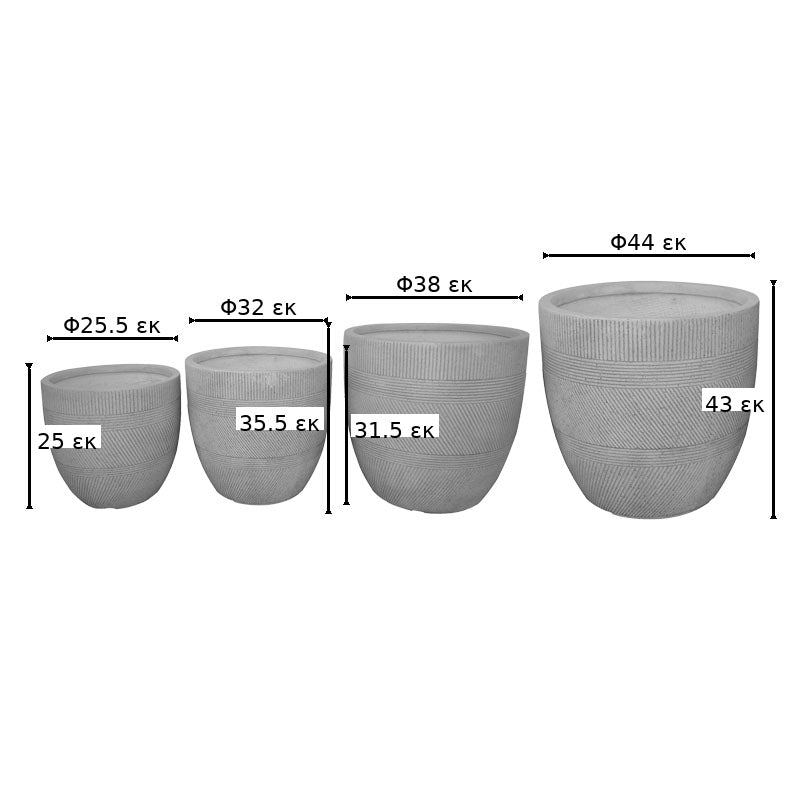 Set ghivece Verveta, Ceramică, Gri, diverse, 4 piese