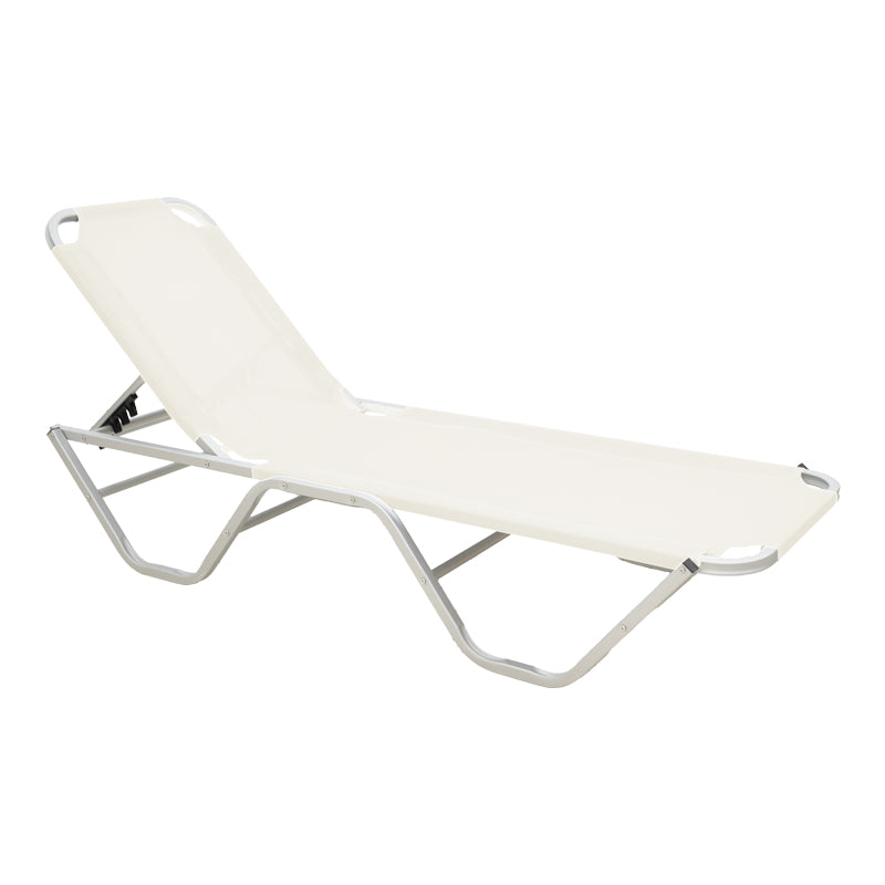 Șezlong stivuibil cu funcție relaxare Dessie, Modern, Aluminiu, 59.5x193x29.5 cm, Culoare Ecru