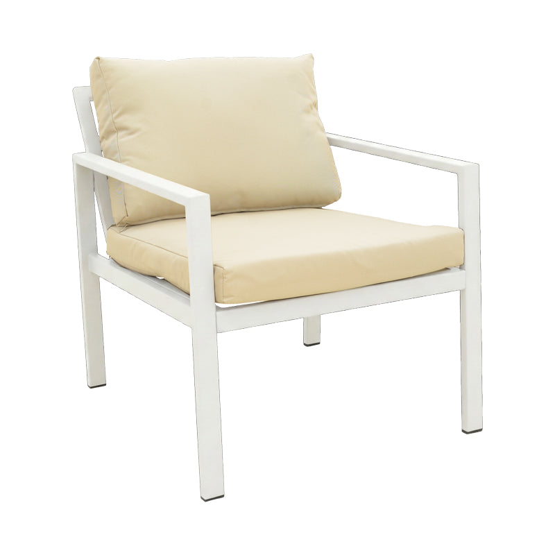 Set lounge exterior Gardenly I, 4 piese, Alb, aluminiu cu perne Gri-Bej