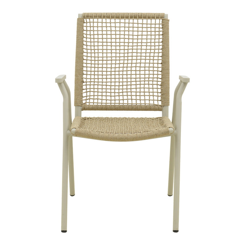 Scaun de exterior Weave stivuibil, Bej-Natural, aluminiu si ratan PE, 57x63x86 cm