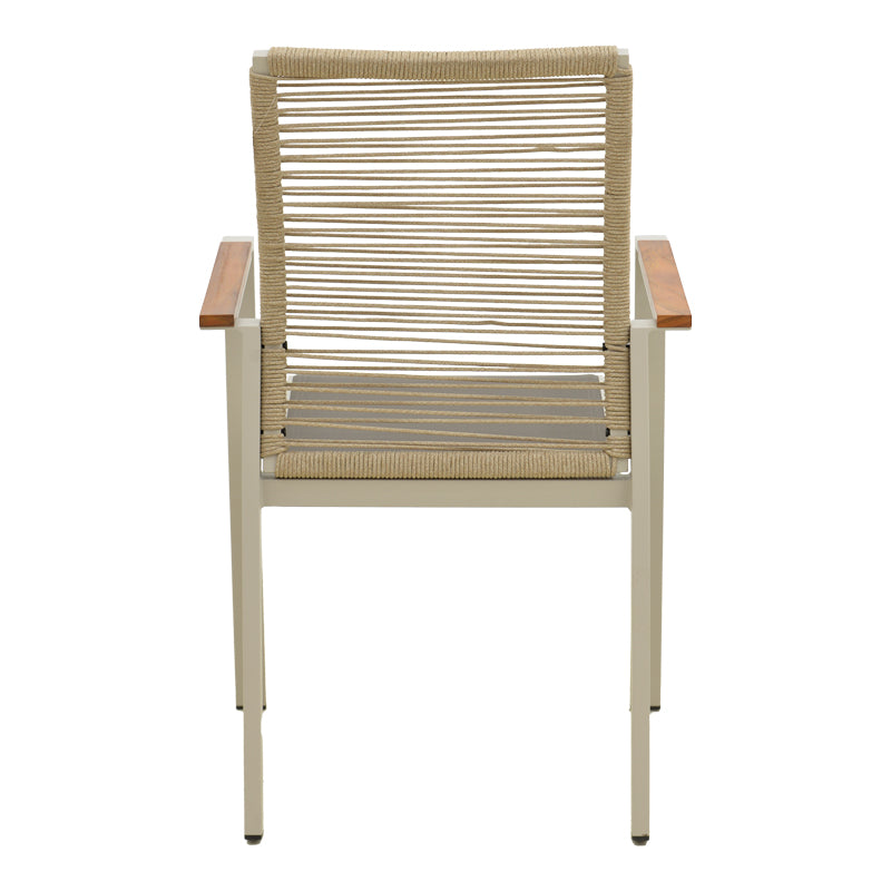 Scaun de exterior stivuibil cu brațe Aegean, aluminiu și textil, crem, 56x58x91 cm