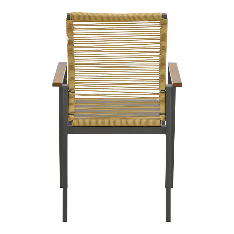 Scaun de exterior stivuibil cu brațe Aegean, Teak/PE Rope, 56x58x91 cm