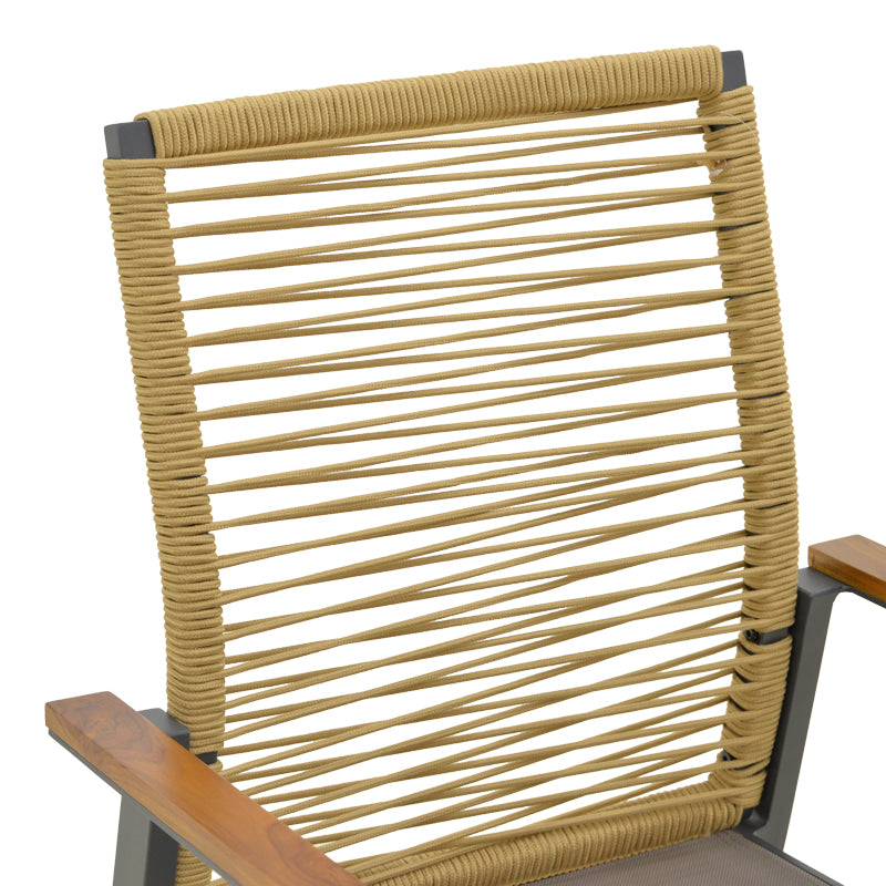 Scaun de exterior stivuibil cu brațe Aegean, Teak/PE Rope, 56x58x91 cm