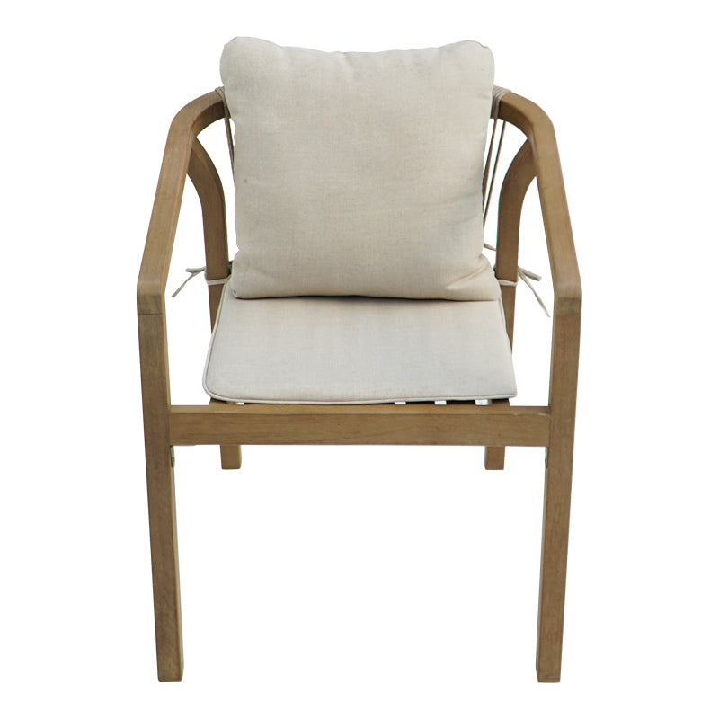 Fotoliu cu cadru solid din lemn acacia și tapițerie bej, Malibu II, Stil Natural, Material Lemn și Țesătură, Dimensiuni 58x63x74 cm.