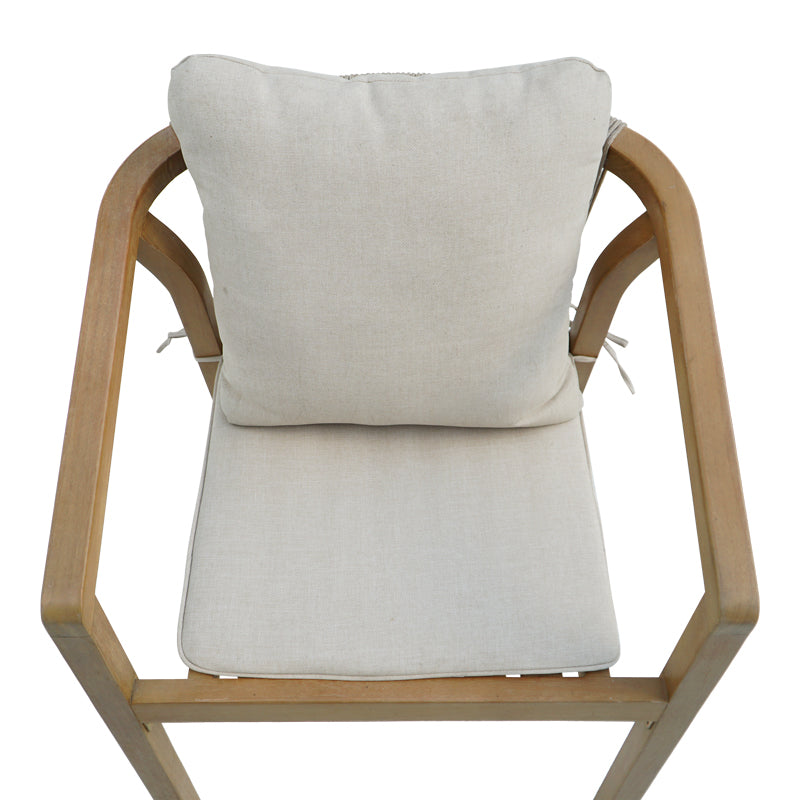 Fotoliu cu cadru solid din lemn acacia și tapițerie bej, Malibu II, Stil Natural, Material Lemn și Țesătură, Dimensiuni 58x63x74 cm.