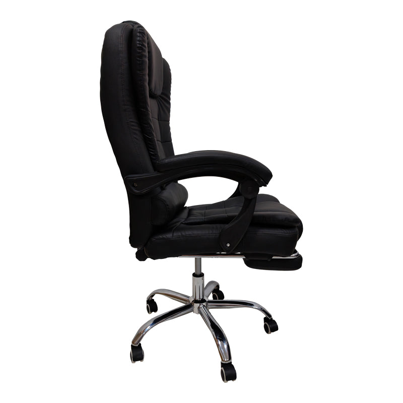 Scaun birou ergonomic cu suport picioare Worko, Piele ecologică, 66x62x113-121 cm, Negru
