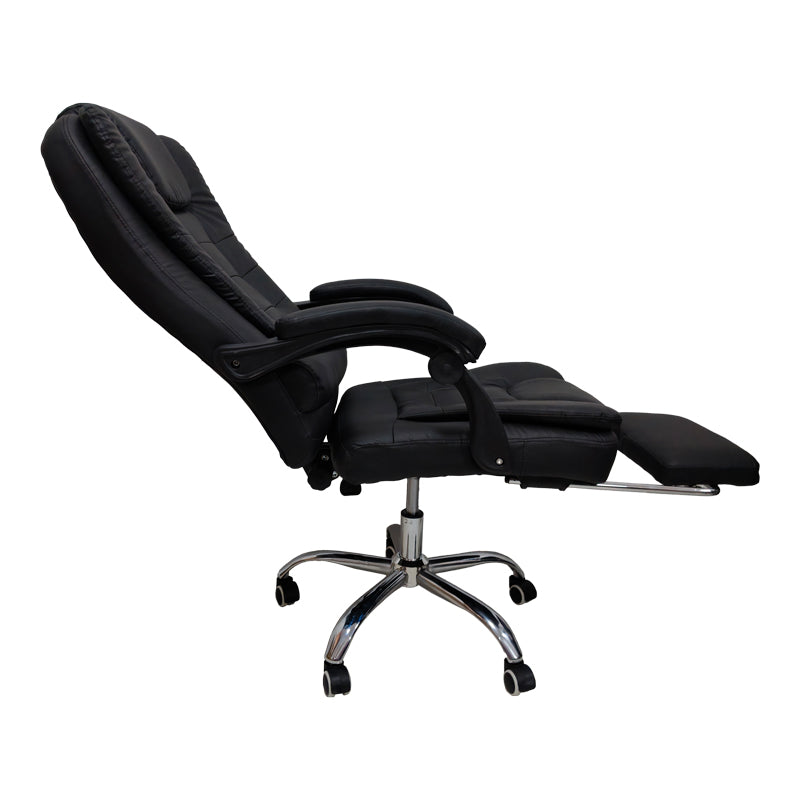 Scaun birou ergonomic cu suport picioare Worko, Piele ecologică, 66x62x113-121 cm, Negru