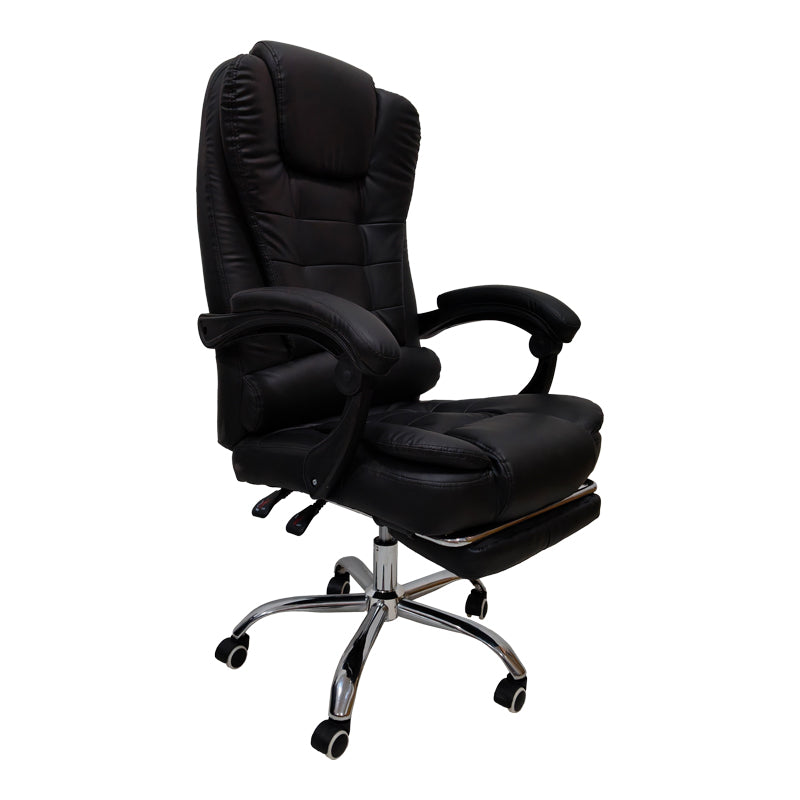 Scaun birou ergonomic cu suport picioare Worko, Piele ecologică, 66x62x113-121 cm, Negru