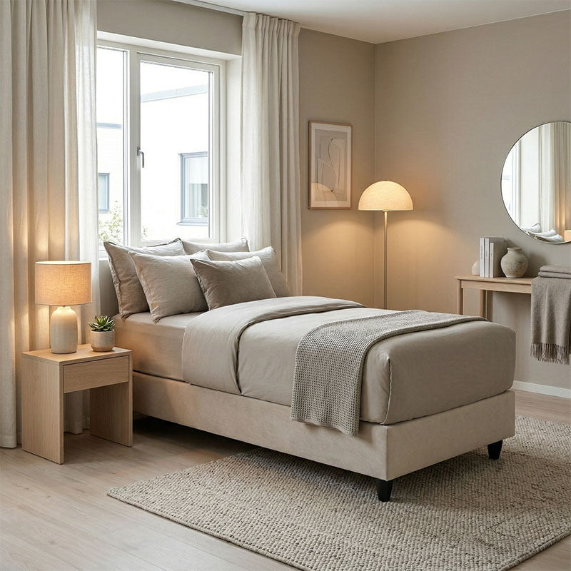 Pat Single bed base, Crem, 90x200 cm