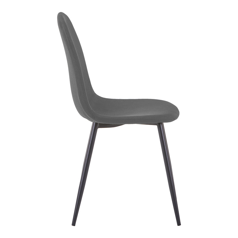 Scaun Bella, Stofa, picioare metalice negre, 44x55x85 cm - Scaun Bella, Stofa, picioare metalice negre, 44x55x85 cm, Negru-Gri, vedere laterală, metal, stofă, pentru living sau bucătărie