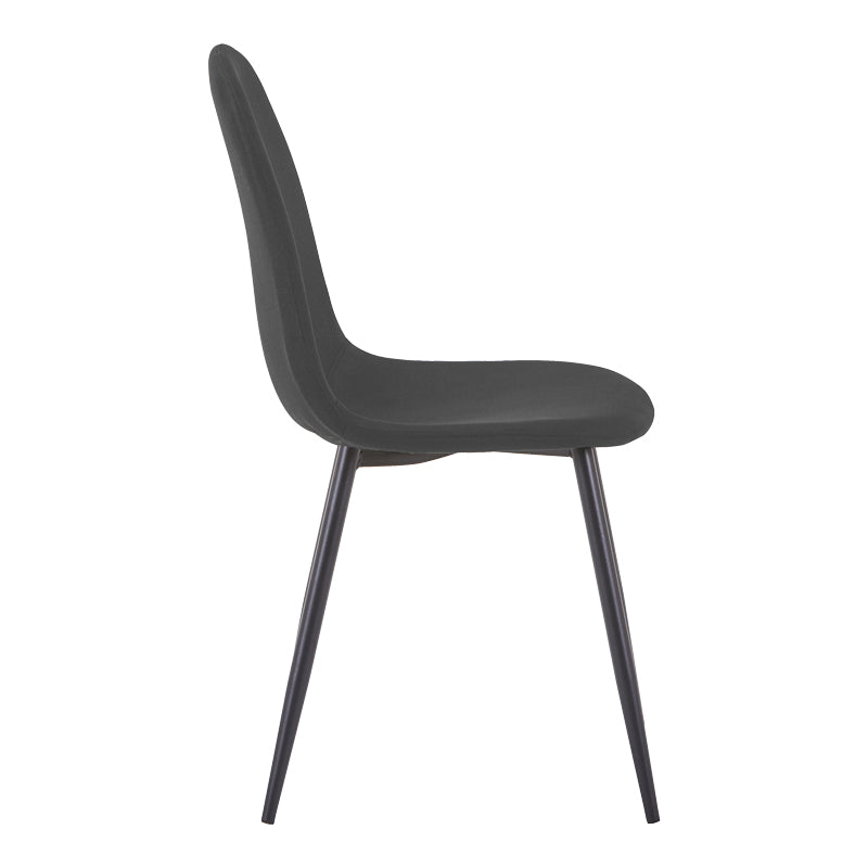 Scaun Bella, Stofa, picioare metalice negre, 44x55x85 cm - Scaun Bella, Stofa, picioare metalice negre, 44x55x85 cm, Negru-Antracit, vedere laterală, metal, stofă, pentru living sau bucătărie