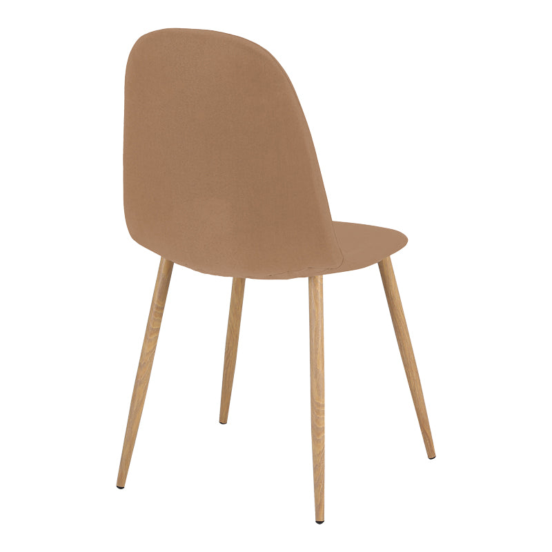 Scaun Bella, Stofa, picioare metalice cu finisaj natural, 44x55x85 cm - Scaun Bella, Stofa, picioare metalice cu finisaj natural, 44x55x85 cm, Maro, vedere frontală, metal, stofă, lemn, pentru living sau bucătărie