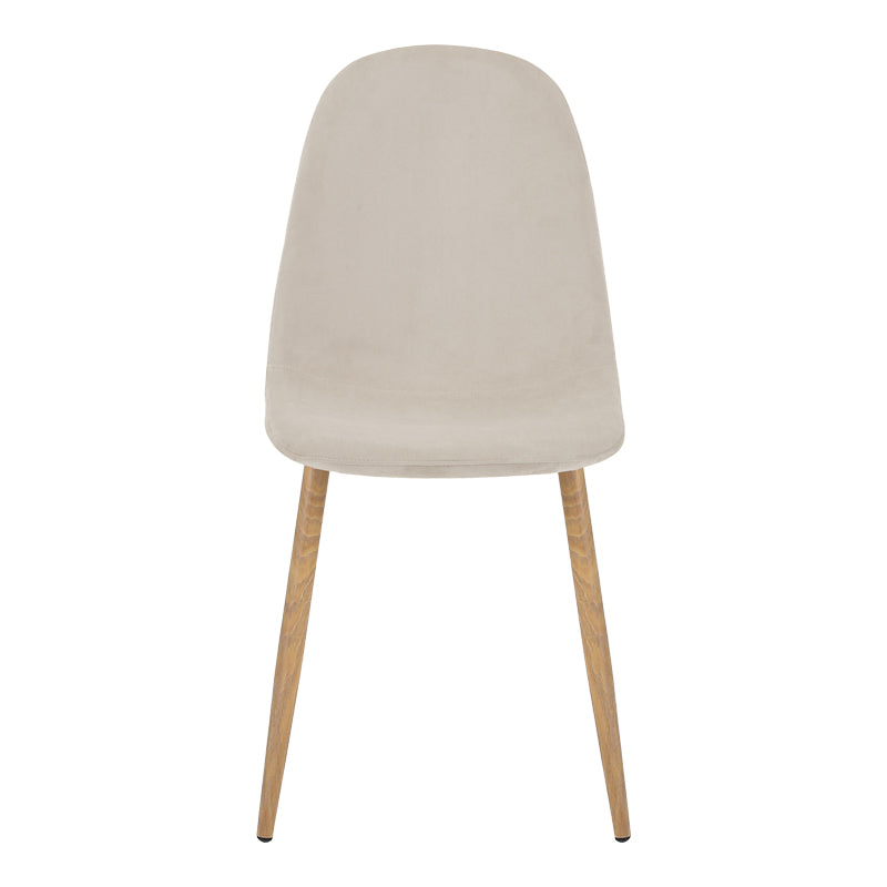 Scaun Bella, Catifea, picioare metalice cu finisaj natural, 44x55x85 cm - Scaun Bella, Catifea, picioare metalice cu finisaj natural, 44x55x85 cm, Bej, detaliu finisaj, metal, stofă, catifea, pentru living sau bucătărie