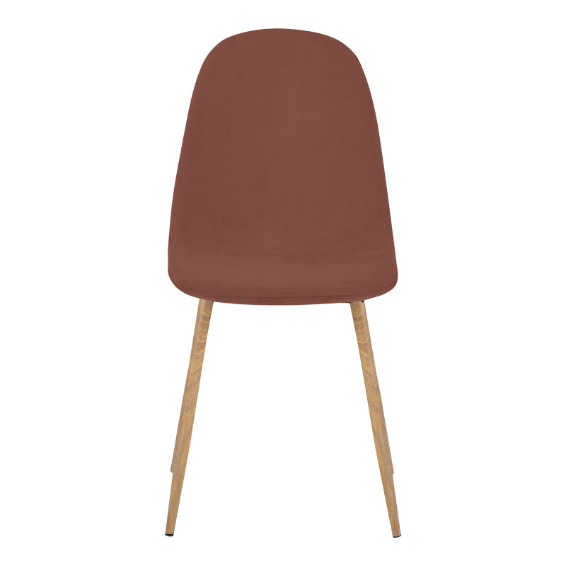 Scaun Bella, Catifea, picioare metalice cu finisaj natural, 44x55x85 cm - Scaun Bella, Catifea, picioare metalice cu finisaj natural, 44x55x85 cm, Roz, detaliu finisaj, metal, stofă, catifea, pentru living sau bucătărie