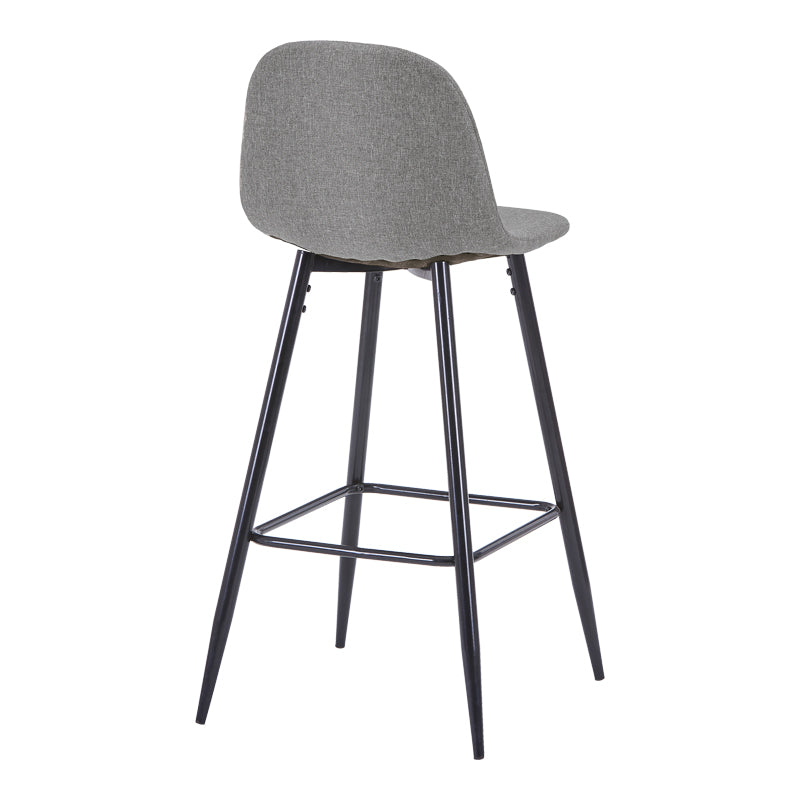 Scaun de bar Bella, Stofa, picioare metalice negre, 42x49x98 cm - Scaun de bar Bella, Stofa, picioare metalice negre, 42x49x98 cm, Negru-Gri, vedere frontală, metal, stofă, PP, pentru locuință
