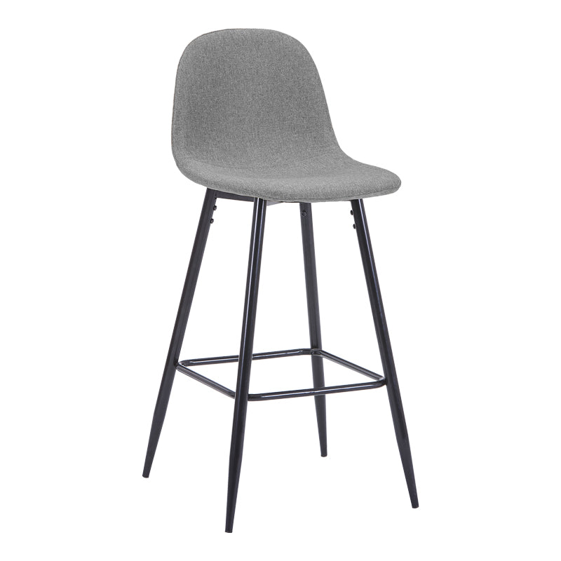 Scaun de bar Bella, Stofa, picioare metalice negre, 42x49x98 cm - Scaun de bar Bella, Stofa, picioare metalice negre, 42x49x98 cm, Negru-Gri, imagine principală, metal, stofă, PP, pentru locuință