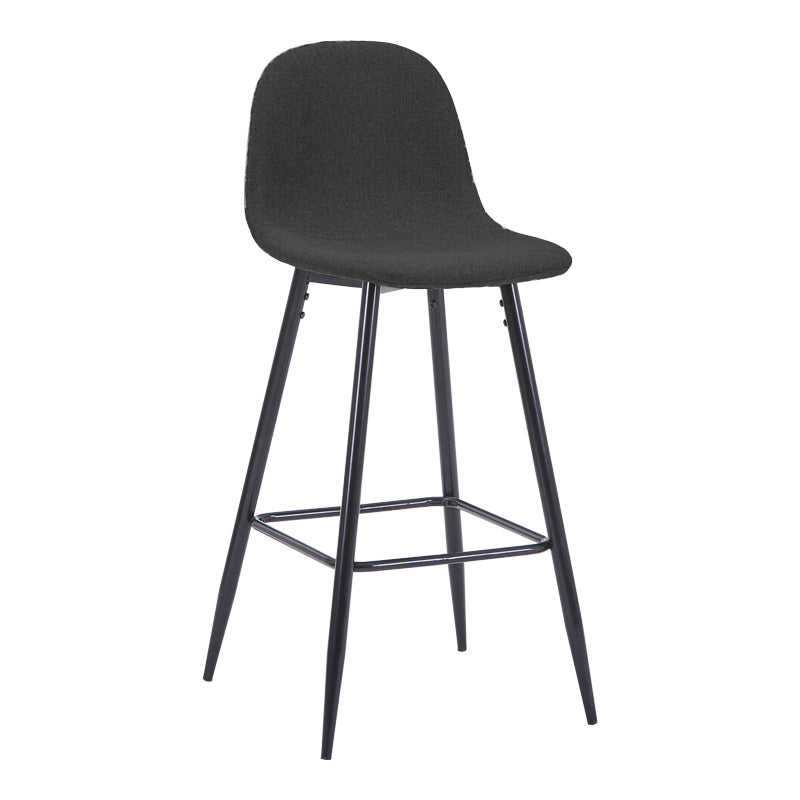 Scaun de bar Bella, Stofa, picioare metalice negre, 42x49x98 cm - Scaun de bar Bella, Stofa, picioare metalice negre, 42x49x98 cm, Negru-Antracit, imagine principală, metal, stofă, pentru locuință