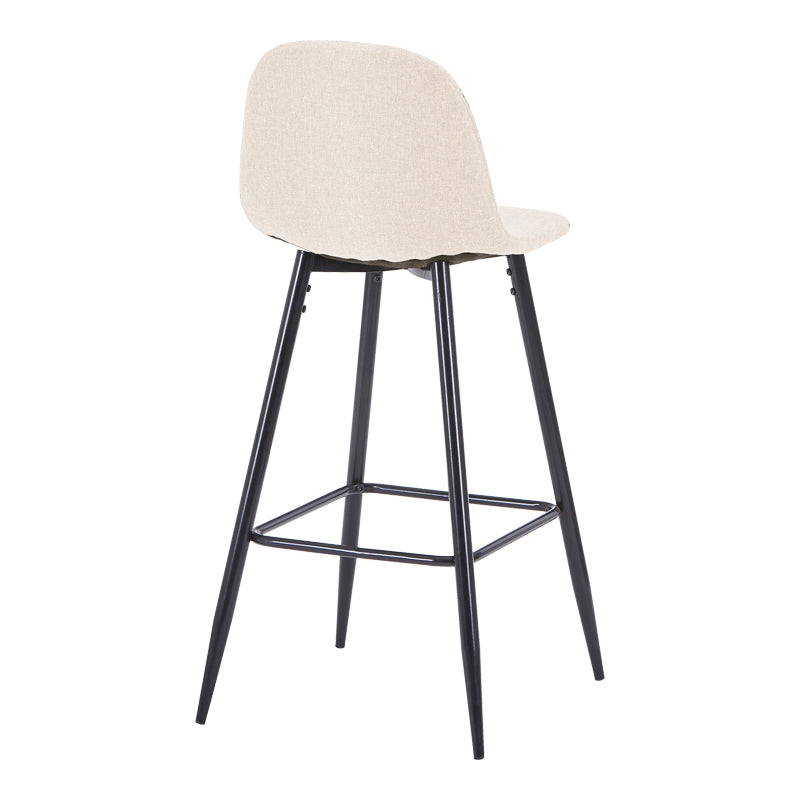 Scaun de bar Bella, Stofa, picioare metalice negre, 42x49x98 cm - Scaun de bar Bella, Stofa, picioare metalice negre, 42x49x98 cm, Negru, vedere frontală, metal, stofă, pentru locuință